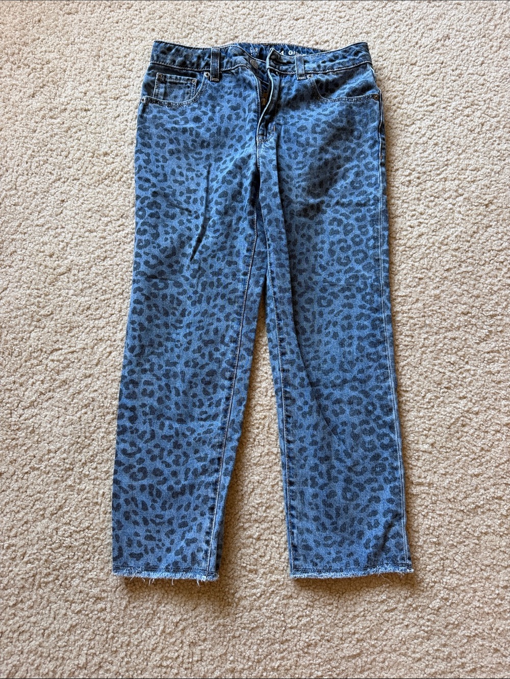 Blue Leopard Print girlfriend jeans